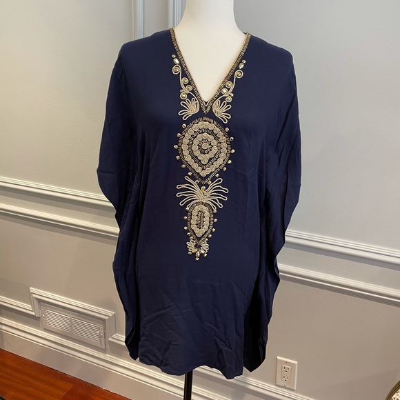 Lilly Pulitzer Chai Caftan NWT Navy Gold XXS - Picture 2 of 11